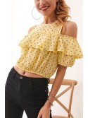 Lemon short blouse with polka dots 21521 - Online store - Boutique